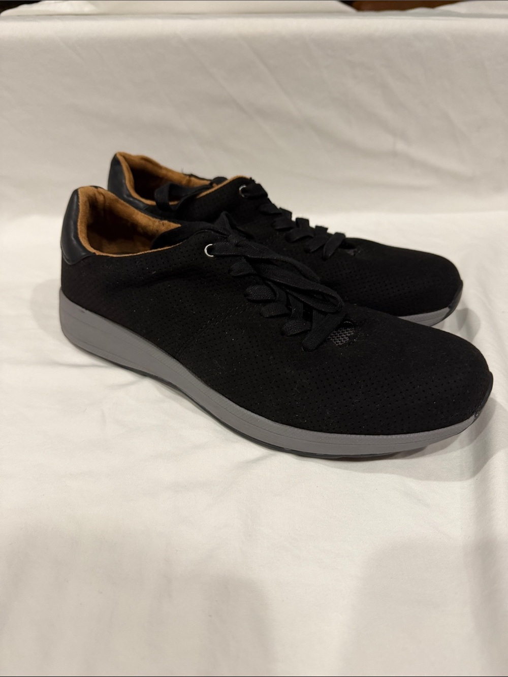 BareTraps Black Men's Lace-Up Perforated Sneakers with Gray Sole